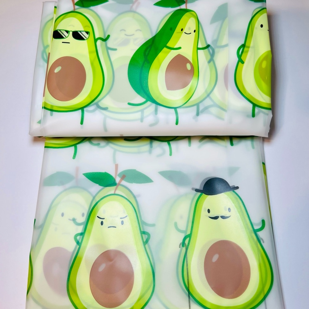 Avocado Dudes Peva Shower Curtain Hat Sunglasses Mustache Fun